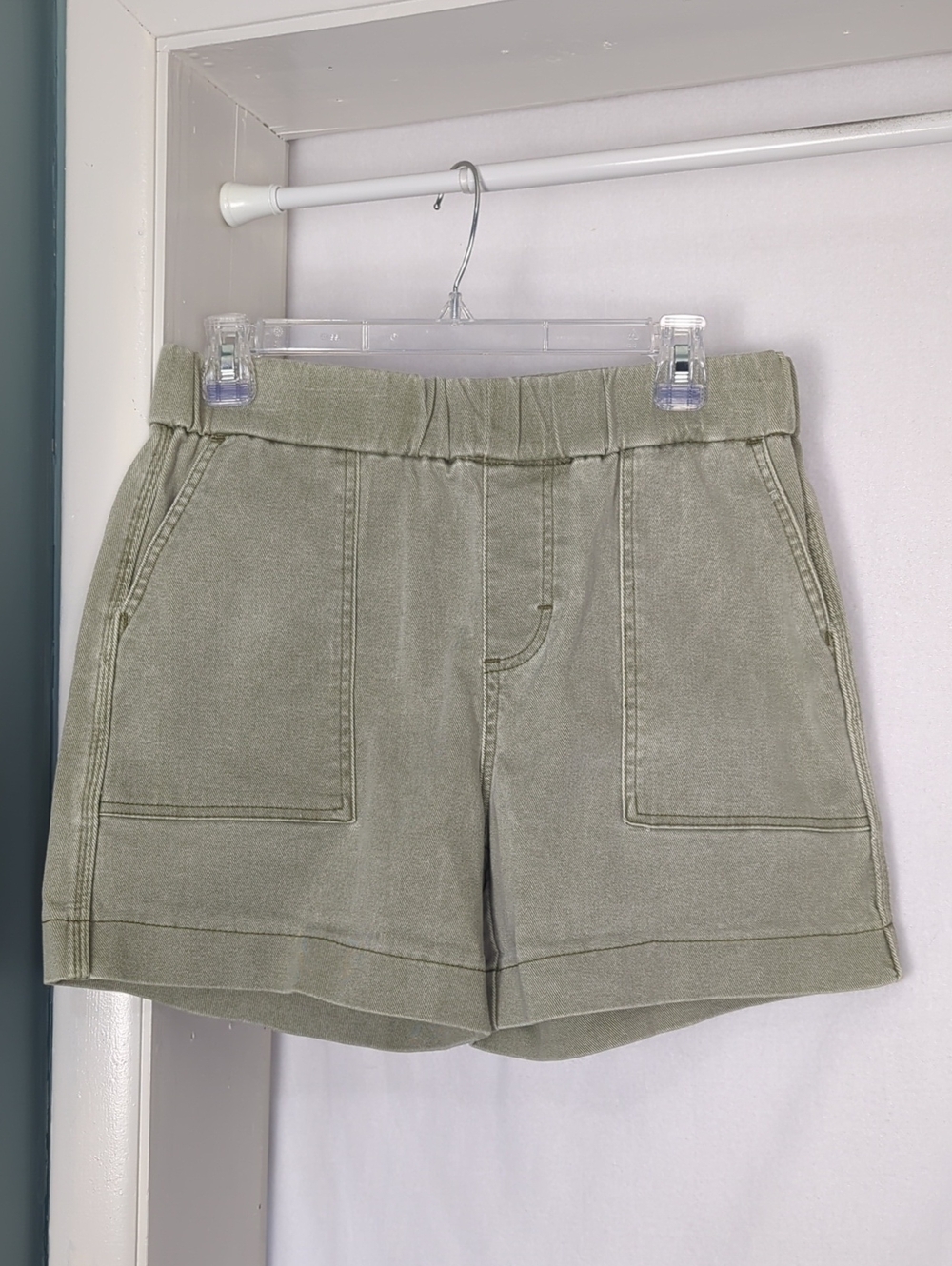 LEE Women’s High Rise Relaxed Fit Utility Shorts Sage Green Denim